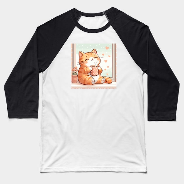 Coffee Cat Lover Gifts Baseball T-Shirt by dinokate